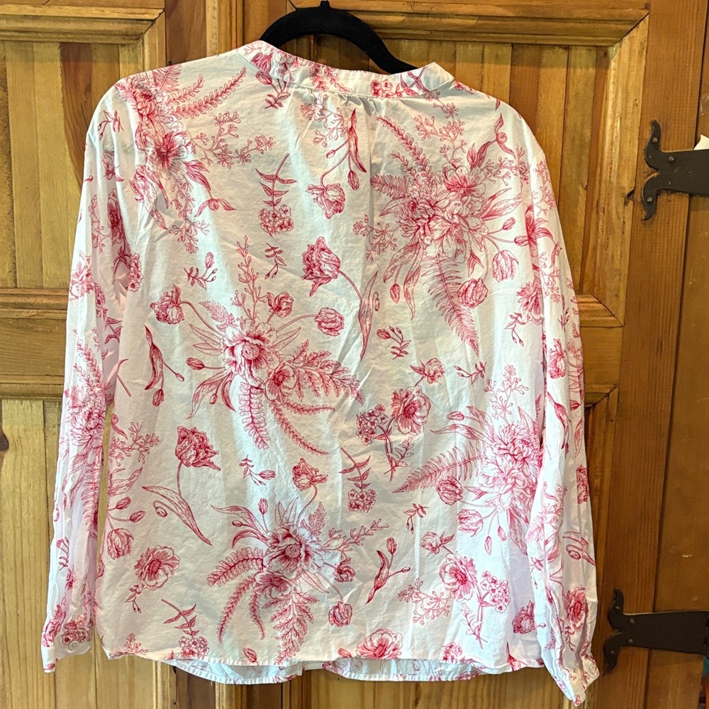 Talbots White Blouse with Pink Floral Print - Picture 3 of 4